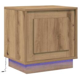 Berkfield Home Bedside Cabinets with LED Lights 2 pcs Artisan Oak 44x34.5x45 cm in Brown - thumbnail 6