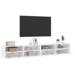 Berkfield Home TV Wall Cabinets 2 pcs White 100x30x30 cm Engineered Wood - Size: 100 x 30 x 30 cm - thumbnail 5