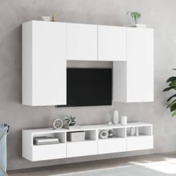 Berkfield Home TV Wall Cabinets 2 pcs White 100x30x30 cm Engineered Wood - Size: 100 x 30 x 30 cm - thumbnail 4