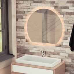 Bathroom Kingdom Olive Semi Circle Illuminated LED Mirror 700x760mm in Silver - thumbnail 1