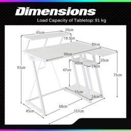 Costway L-Shaped Gaming Desk Small Computer Desk w/ Monitor Shelf & Outlets in White - thumbnail 2