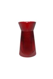 KDMD Red Tall Ribbed Sweetheart Glass Vase 26cm - thumbnail 2