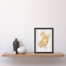 Artery8 Vintage Cancer Constellation Illustration Hall Framed Wall Art Print in White - Size: A4 - thumbnail 4