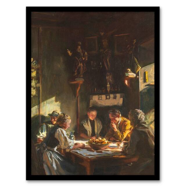 Artery8 John Singer Sargent Framed Wall Art Tyrolese Interior Oil Painting - Size: A4 - image 1