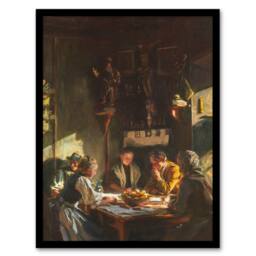 Artery8 John Singer Sargent Framed Wall Art Tyrolese Interior Oil Painting - Size: A4 - thumbnail 1
