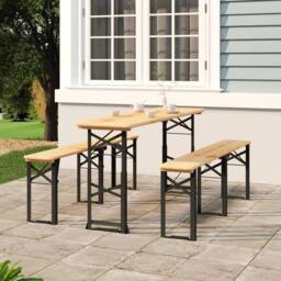 Berkfield Home Folding Beer Table 170x50x75/105 cm Solid Wood Fir in Brown - thumbnail 2