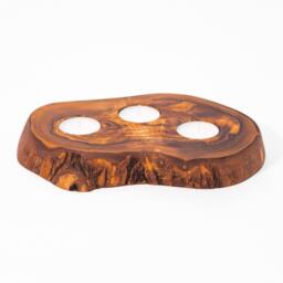 Verano Spanish Ceramics Olive Wood Set of 3 Rustic Tea Light Holders (D) 9cm, 14cm & 20cm in Natural - thumbnail 5