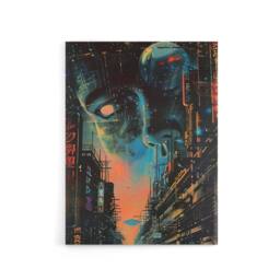 "Artery8 Japanese Sci Fi City Tokyo Japan Canvas Wall Art Print in Blue - Size: W18"" x H24""" - thumbnail 1
