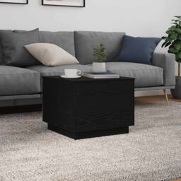 Berkfield Home Coffee Table with LED Lights Black Oak 50x50x40 cm - Size: 50 x 50 x 40 cm - thumbnail 4