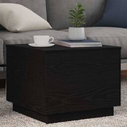Berkfield Home Coffee Table with LED Lights Black Oak 50x50x40 cm - Size: 50 x 50 x 40 cm - thumbnail 2