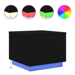 Berkfield Home Coffee Table with LED Lights Black Oak 50x50x40 cm - Size: 50 x 50 x 40 cm - thumbnail 1