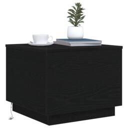 Berkfield Home Coffee Table with LED Lights Black Oak 50x50x40 cm - Size: 50 x 50 x 40 cm - thumbnail 6