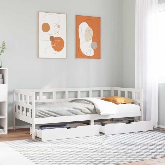 Berkfield Home Daybed with Drawers without Mattress White 80x200 cm Solid Wood - image 1