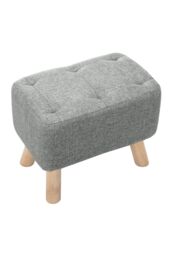 Living and Home Grey Linen Fabric Footstool Pouffe Ottoman with Pocket - thumbnail 3