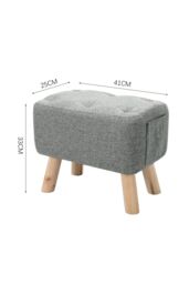 Living and Home Grey Linen Fabric Footstool Pouffe Ottoman with Pocket - thumbnail 6
