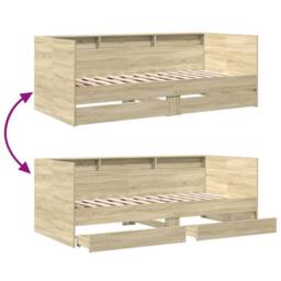 Berkfield Home Daybed with Drawers without Mattress Sonoma Oak 90x200 cm in Tan - thumbnail 8