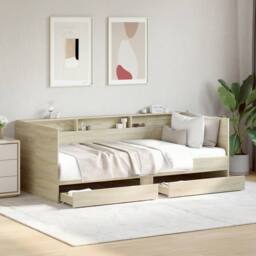 Berkfield Home Daybed with Drawers without Mattress Sonoma Oak 90x200 cm in Tan - thumbnail 2