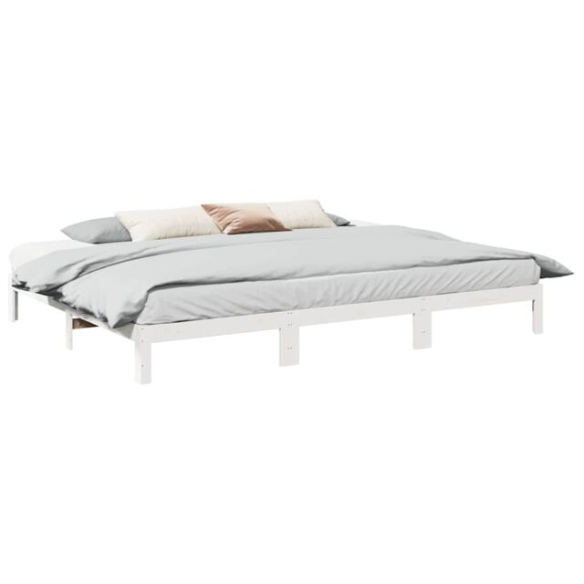 Berkfield Home Family Bed Frame No Mattress White 270x200 cm Solid Wood Pine - image 1