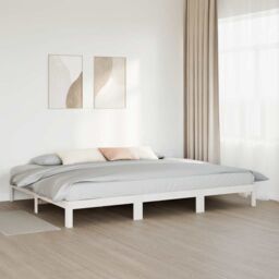 Berkfield Home Family Bed Frame No Mattress White 270x200 cm Solid Wood Pine - thumbnail 4
