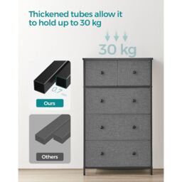 SONGMICS Compact 5-Drawer Fabric Storage Unit Dresser Hallway Nursery in Dark Grey - thumbnail 4