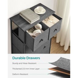 SONGMICS Compact 5-Drawer Fabric Storage Unit Dresser Hallway Nursery in Dark Grey - thumbnail 5