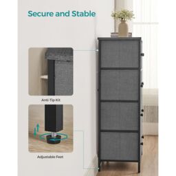SONGMICS Compact 5-Drawer Fabric Storage Unit Dresser Hallway Nursery in Dark Grey - thumbnail 7