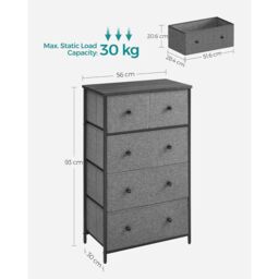 SONGMICS Compact 5-Drawer Fabric Storage Unit Dresser Hallway Nursery in Dark Grey - thumbnail 2