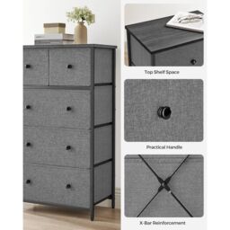 SONGMICS Compact 5-Drawer Fabric Storage Unit Dresser Hallway Nursery in Dark Grey - thumbnail 6