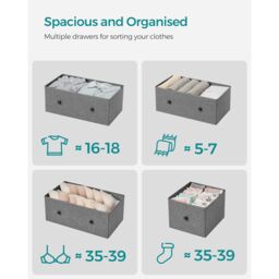 SONGMICS Compact 5-Drawer Fabric Storage Unit Dresser Hallway Nursery in Dark Grey - thumbnail 3