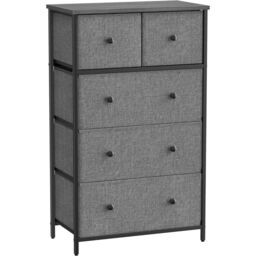 SONGMICS Compact 5-Drawer Fabric Storage Unit Dresser Hallway Nursery in Dark Grey - thumbnail 8