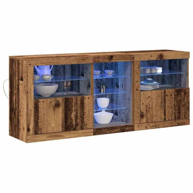 Berkfield Home Sideboard with LED Lights Old Wood 162x37x67 cm Engineered Wood in Brown - Size: 162 x 37 x 67 cm - image 1