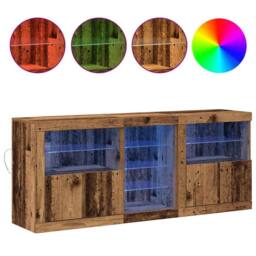 Berkfield Home Sideboard with LED Lights Old Wood 162x37x67 cm Engineered Wood in Brown - Size: 162 x 37 x 67 cm - thumbnail 4