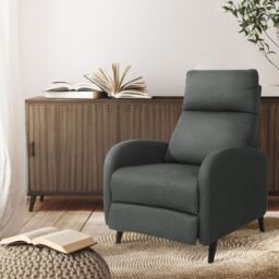 Comfy Living Ltd Fabric Recliner Chair Upholstered in Linen in Dark Grey - thumbnail 1