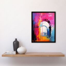 Artery8 Wall Art Print Abstract Arches Vibrant Purple Orange Blue Architecture Framed Art in Pink - Size: A4 - thumbnail 4