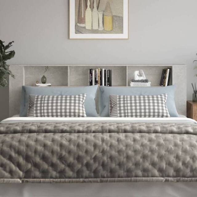 Berkfield Home Headboard Cabinet Concrete Grey 220x18.5x104.5 cm - image 1