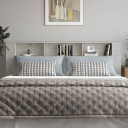 Berkfield Home Headboard Cabinet Concrete Grey 220x18.5x104.5 cm - thumbnail 1