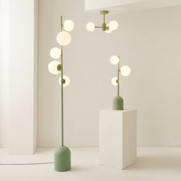 ValueLights Marlow Opaque Glass Globe 3 Arm Ceiling Light with LED Bulbs in Green - thumbnail 6