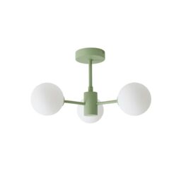ValueLights Marlow Opaque Glass Globe 3 Arm Ceiling Light with LED Bulbs in Green - thumbnail 7