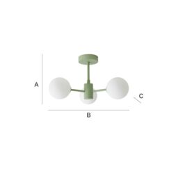 ValueLights Marlow Opaque Glass Globe 3 Arm Ceiling Light with LED Bulbs in Green - thumbnail 8