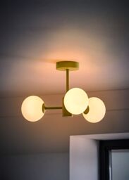 ValueLights Marlow Opaque Glass Globe 3 Arm Ceiling Light with LED Bulbs in Green - thumbnail 2