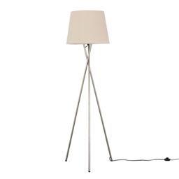 ValueLights Camden Brushed Chrome Tripod Floor Lamp with Beige Tapered Lamp Shade - thumbnail 6