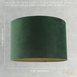 Happy Homewares Designer Soft Velvet Fabric Round Lamp Shade for Table or Pendant in Dark Green - Size: 12 inches - thumbnail 6