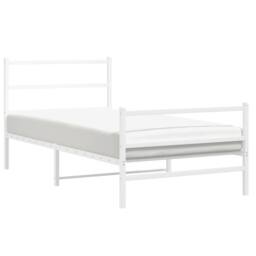 Berkfield Home Metal Bed Frame without Mattress with Footboard¬†White 107x203cm in White - Size: 107x203 cm - thumbnail 4