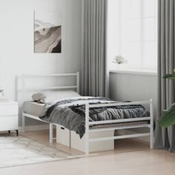 Berkfield Home Metal Bed Frame without Mattress with Footboard¬†White 107x203cm in White - Size: 107x203 cm - thumbnail 2
