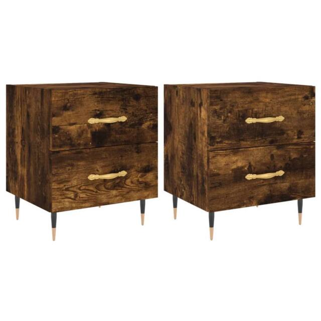 Berkfield Home Bedside Cabinets 2 pcs Smoked Oak 40x35x47.5 cm Engineered Wood in Brown - image 1