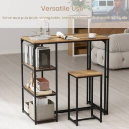 Costway 3-Piece Bar Table Set 2 Person Dining Furniture Set w/2 Stools in Brown - thumbnail 5
