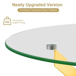 Dprodo Round Tempered Glass Dining Table with Chromed Legs 90cm in Gold - Size: 2 Pack - thumbnail 5