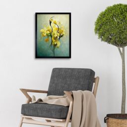 "Artery8 Wall Art Print Elegant Orchid Yellow Modern Art Framed in Black - Size: W12"" x H16""" - thumbnail 2