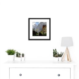 Artery8 De Haes Mancorbo Canal Los Picos De Europa 8X8 Inch Square Wooden Framed Wall Art Print Picture with Mount in Black - thumbnail 2