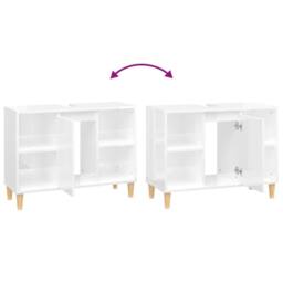Berkfield Home Sink Cabinet High Gloss White 80x33x60 cm Engineered Wood - Size: 80 x 33 x 60 cm - thumbnail 9